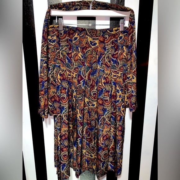 Paisley Pleated Vintage Skirt with Matching Wide Scarf /Head Wrap 12 Petite - Picture 1 of 8